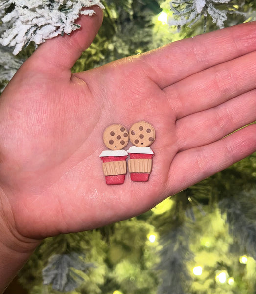 Cookies & coffee stud back earrings