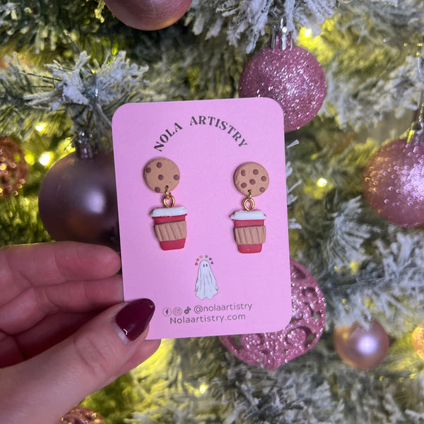 Cookies & coffee stud back earrings