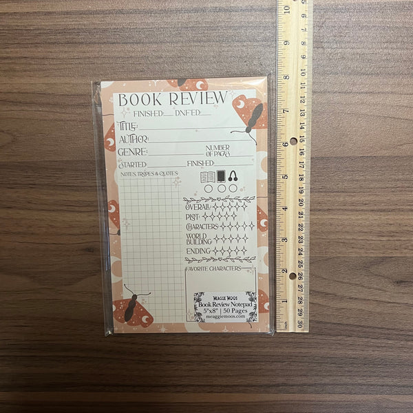 5x8 Review Notepad / Celestial moths / Reading notepad