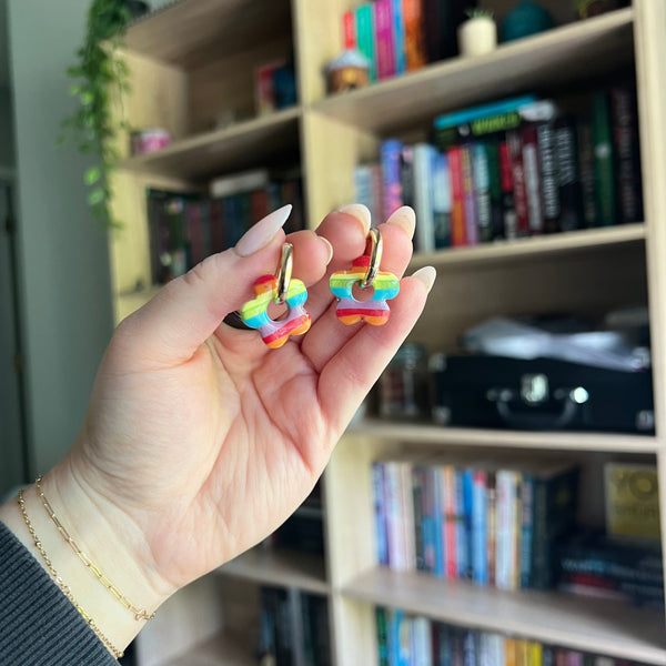 Rainbow Floral Hoops