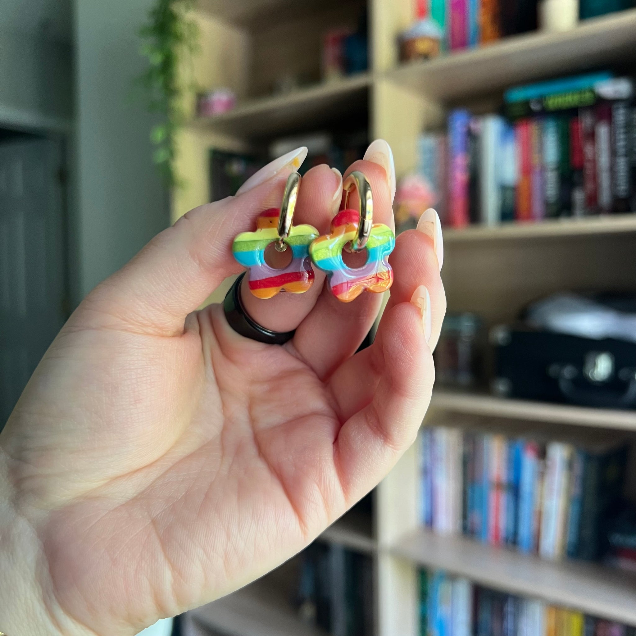 Rainbow Floral Hoops