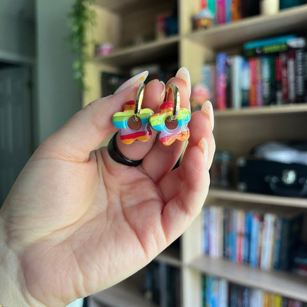 Rainbow Floral Hoops