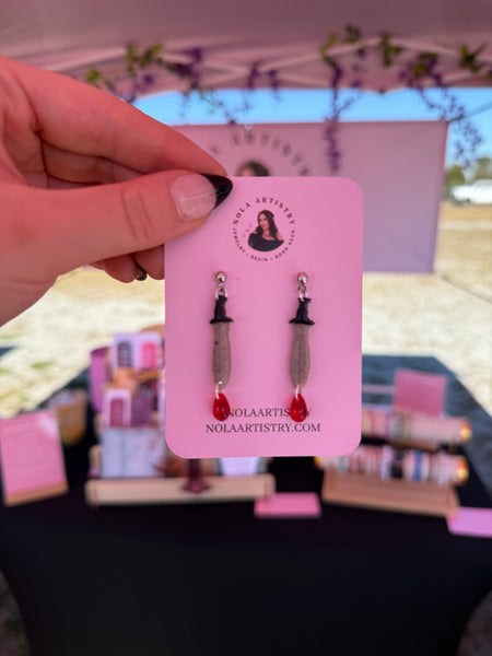 Small Sword Drop Earrings