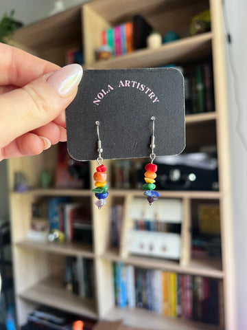 Rainbow crystal dangle earrings