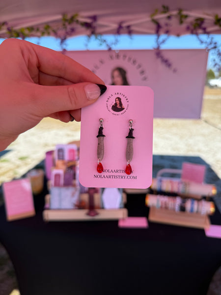 Small Sword Drop Earrings