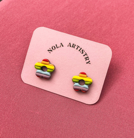 Pride rainbow flower studs