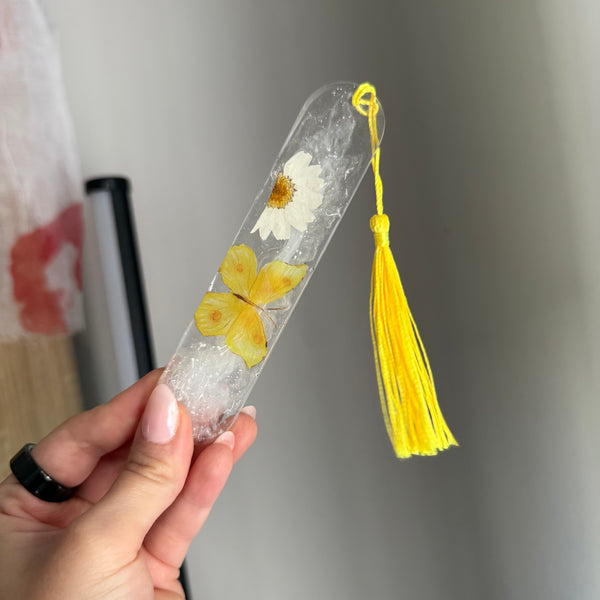 Yellow floral resin bookmark
