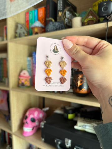 Leaf trio dangle earrings