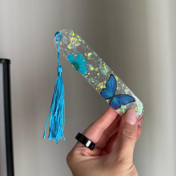 Blue resin bookmark