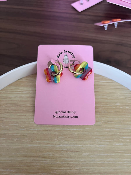 Rainbow Floral Hoops