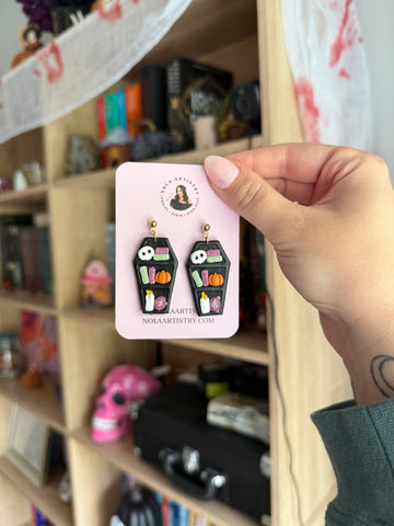 Spooky bookshelf earrings