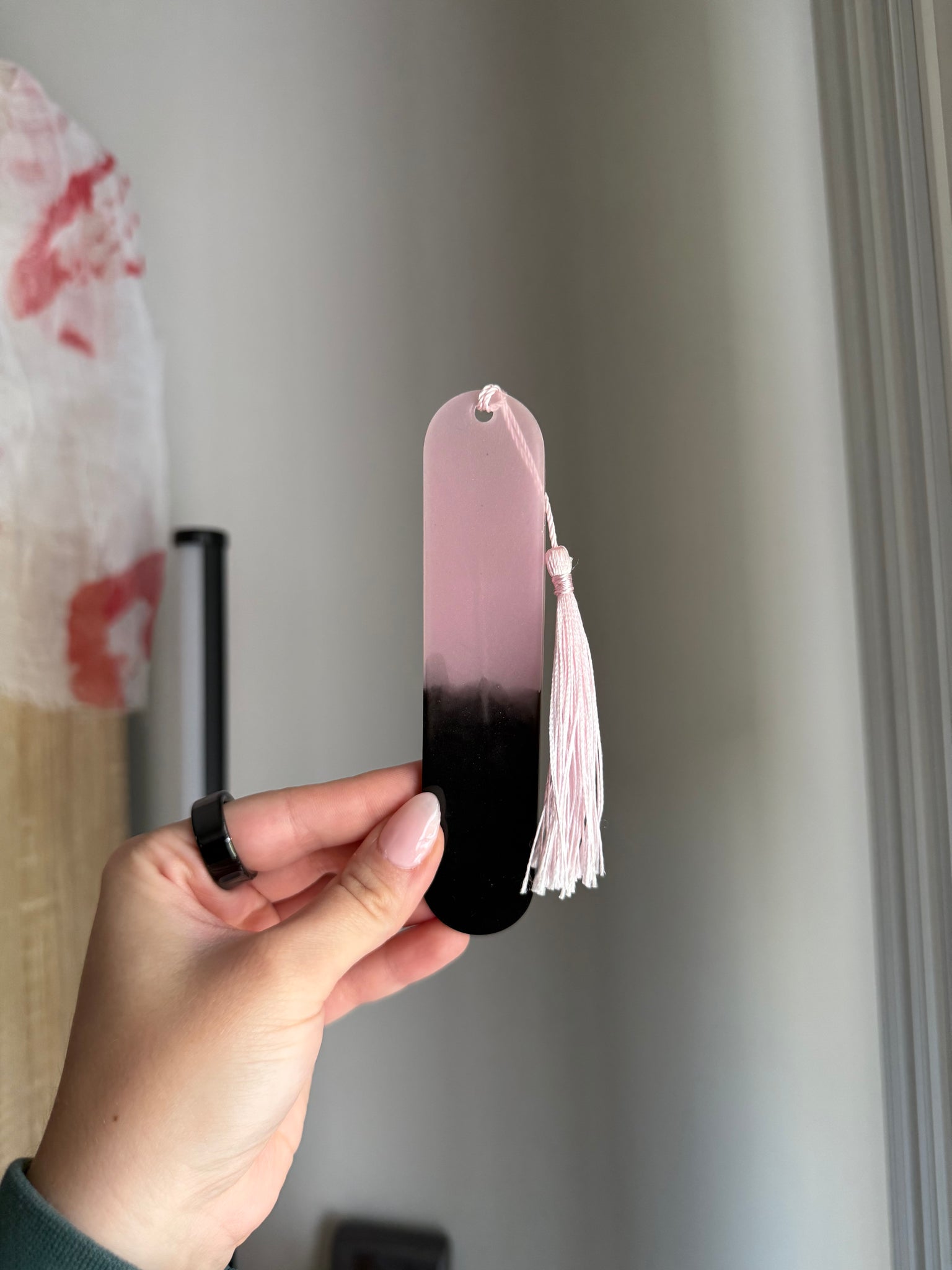 Pink & black resin bookmark