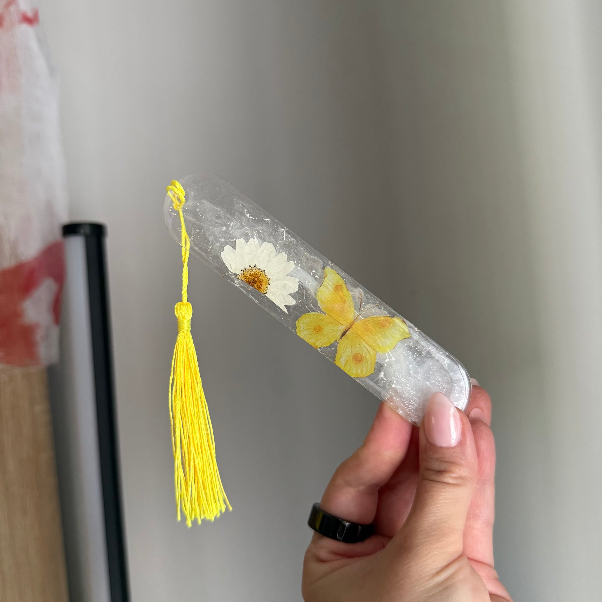 Yellow floral resin bookmark