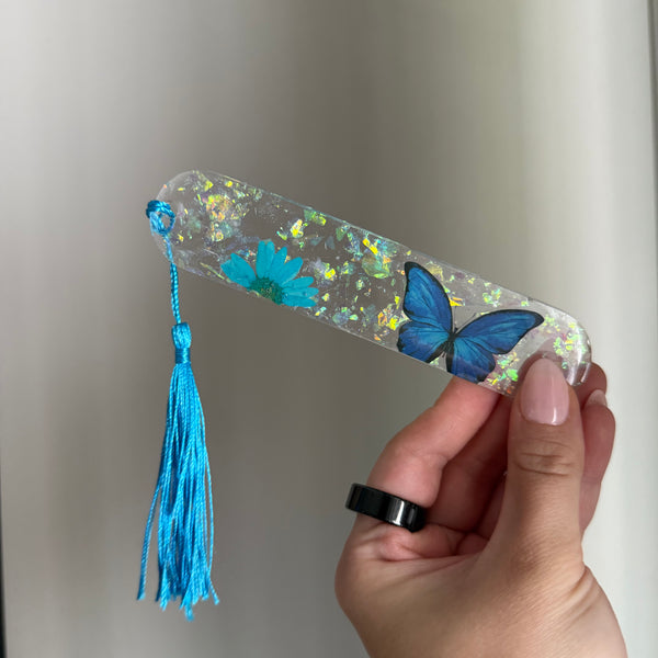 Blue resin bookmark