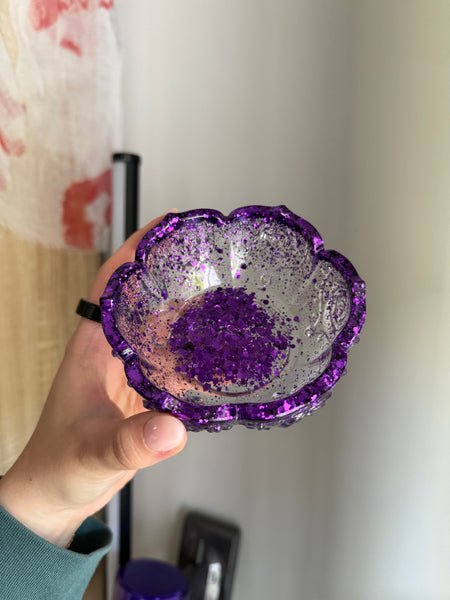 Purple resin jewelry dish