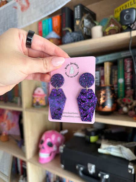 Coffin bat resin earrings