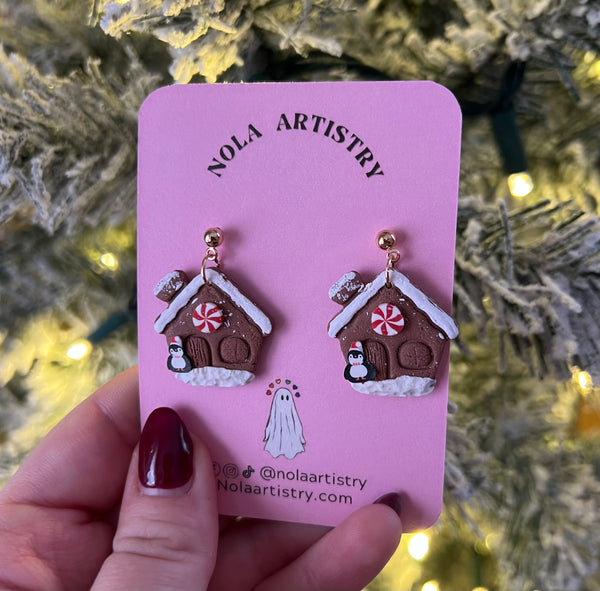 Gingerbread house earrings