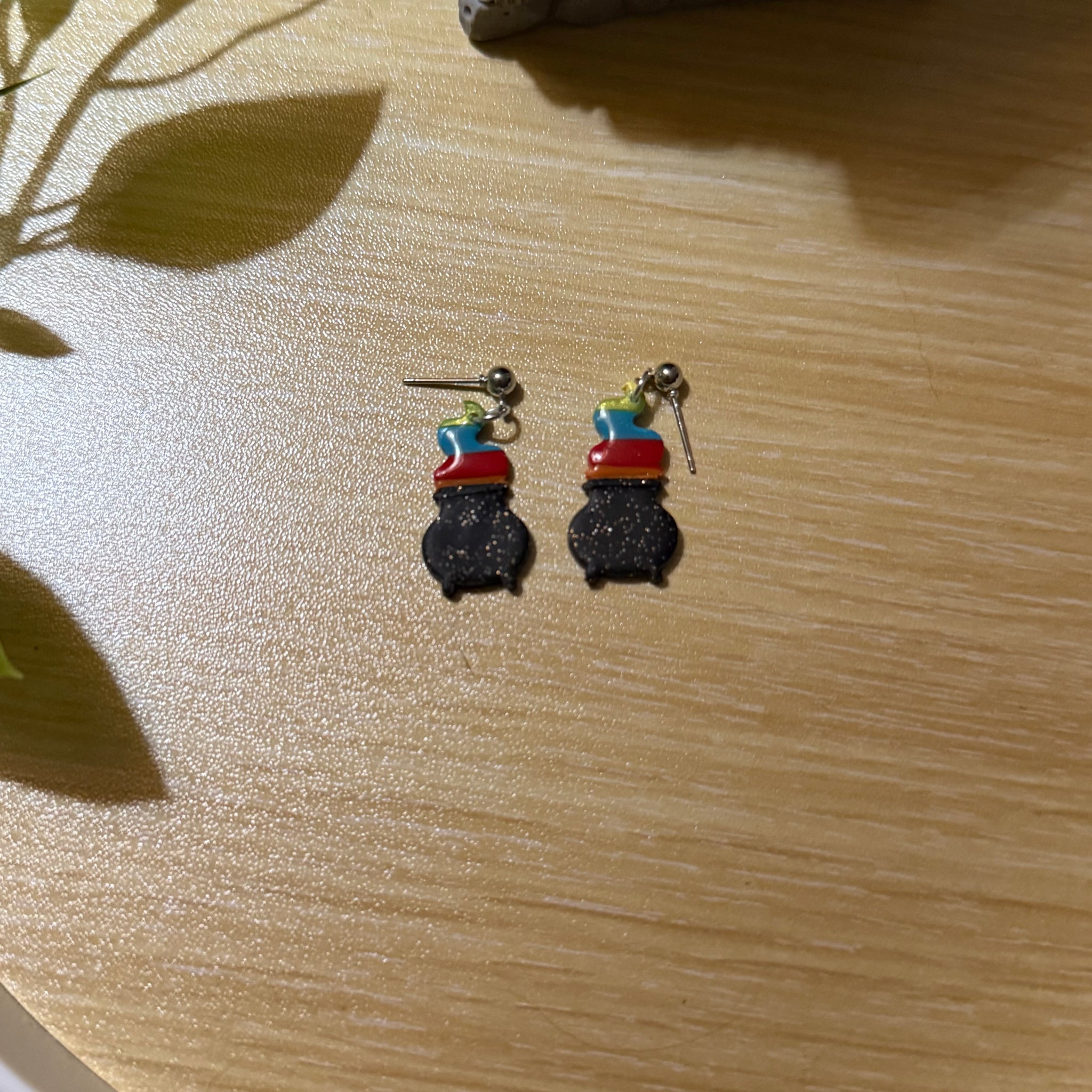Rainbow cauldron “smoke” earrings