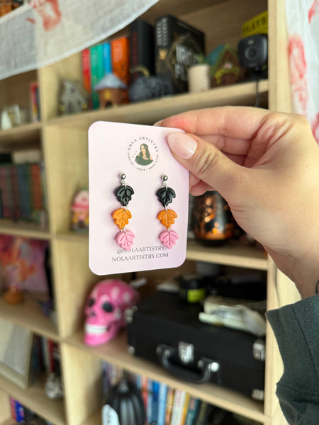 Leaf trio dangle earrings