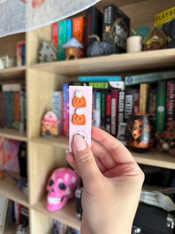 Pumpkin beanie stud earrings
