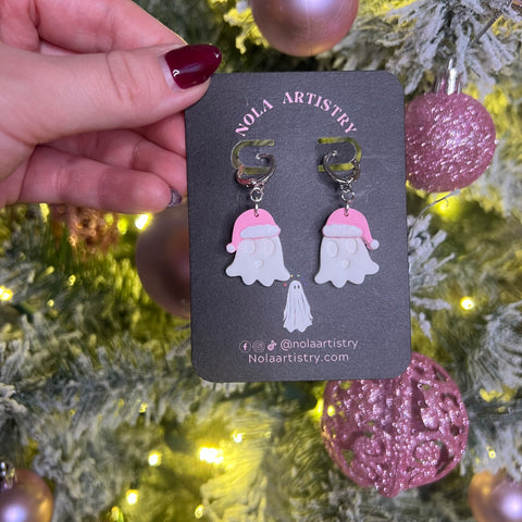 Spooky cute holiday ghost huggie earrings