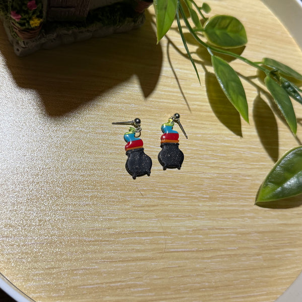 Rainbow cauldron “smoke” earrings