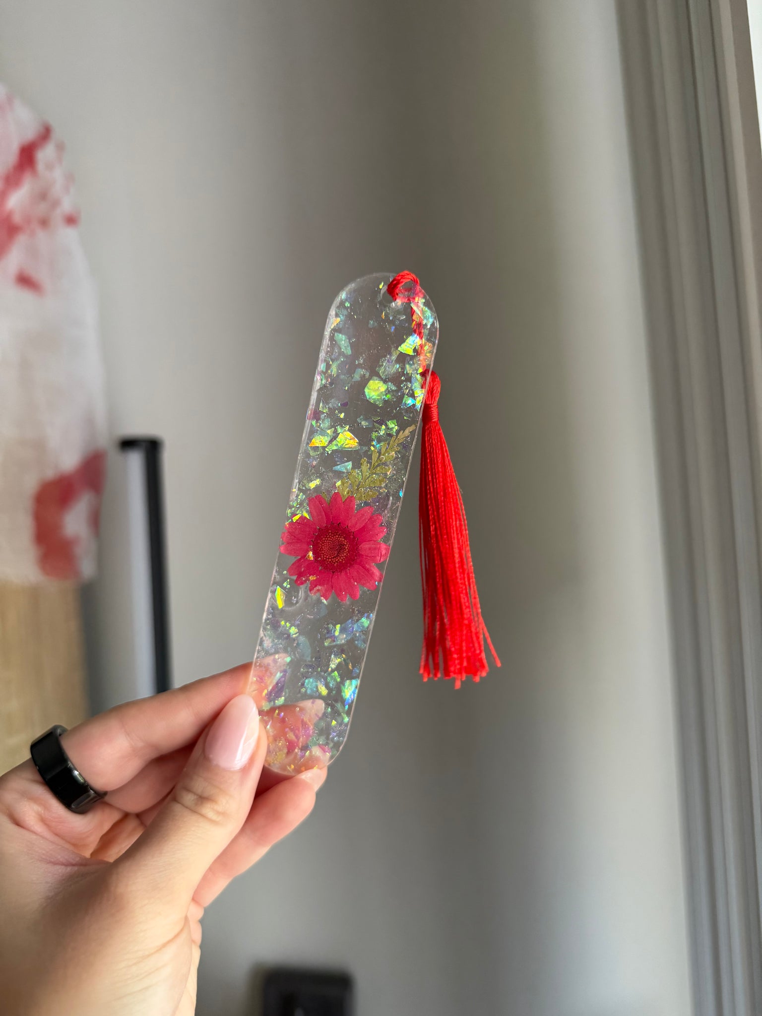 Floral resin bookmark