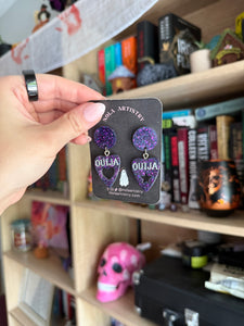 Purple ouija planchette earrings