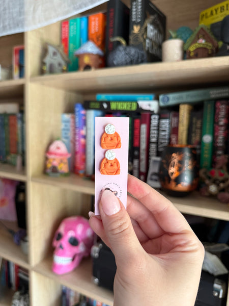 Pumpkin beanie stud earrings