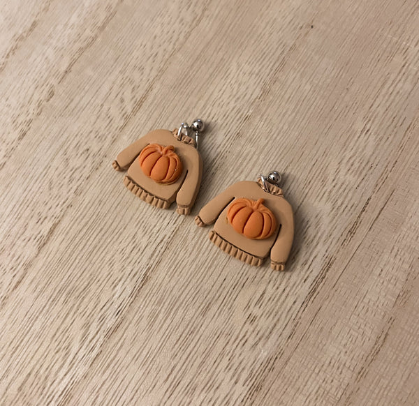 Fall pumpkin sweater ball point studs