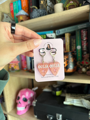 Ouija planchette huggie earrings