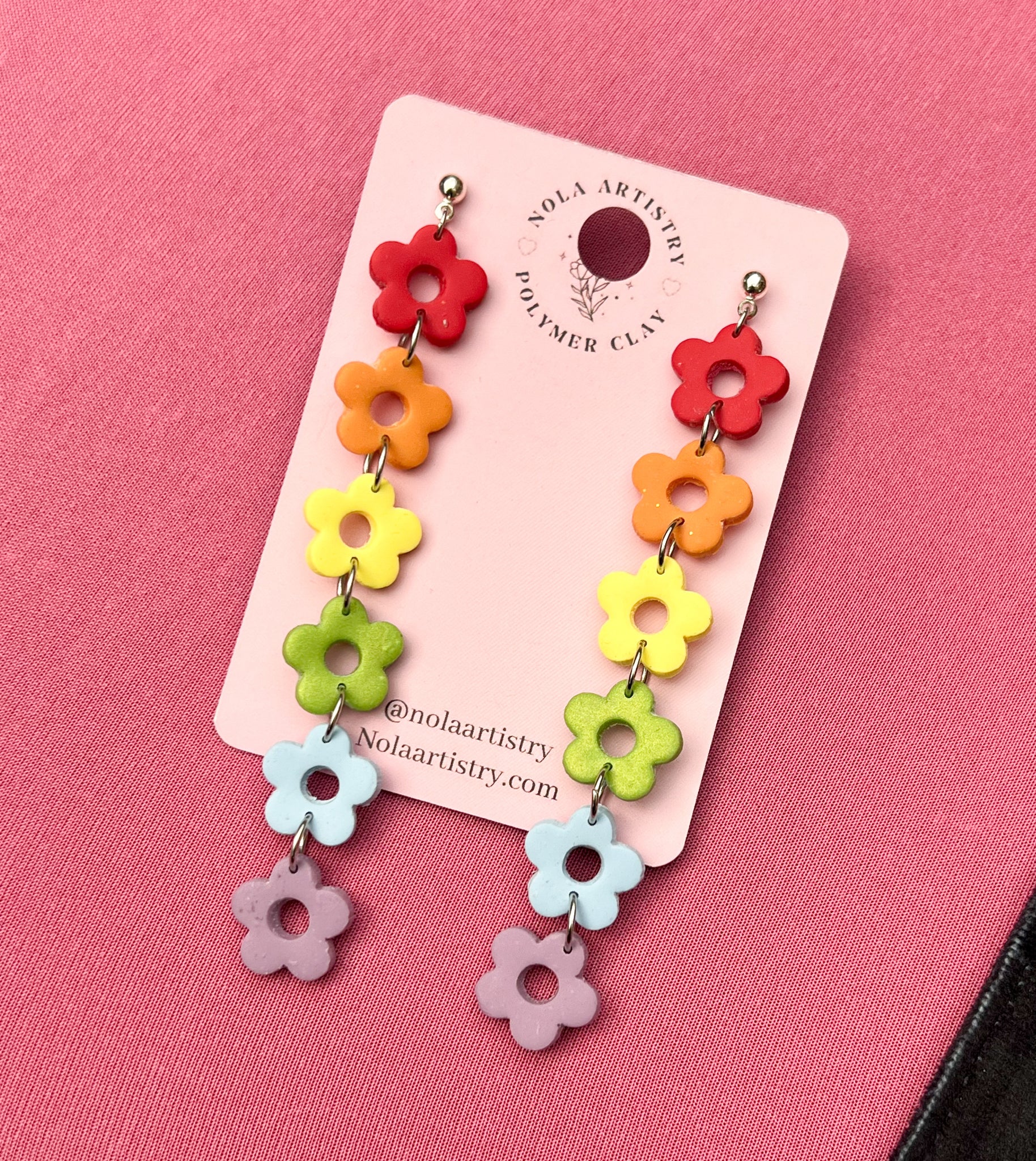 Pride rainbow floral dangle earrings
