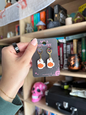 Pumpkin latte huggie earrings