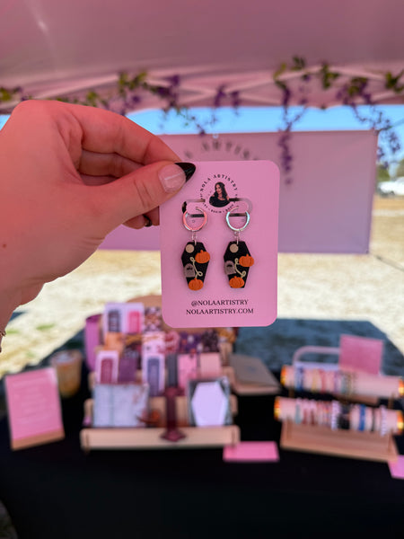 Cemetery coffin earrings