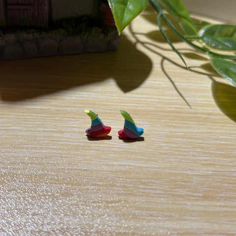 Rainbow witch hat studs