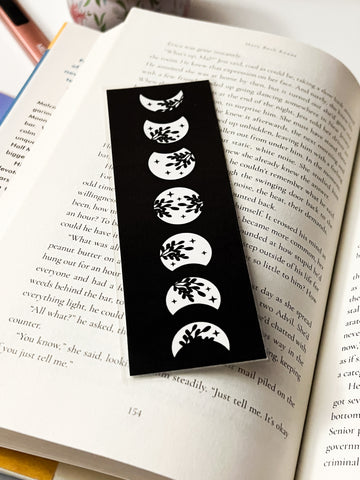 Floral moon phase bookmark