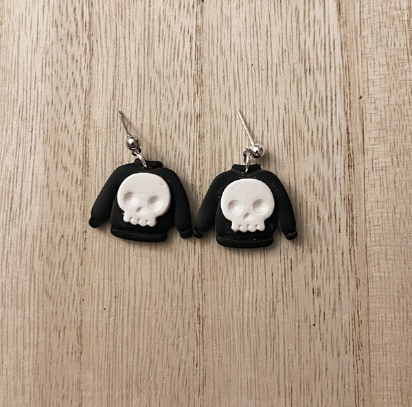 Skull sweater earrings