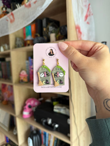 Cottagecore bookshelf earrings