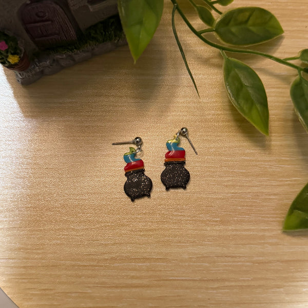 Rainbow cauldron “smoke” earrings