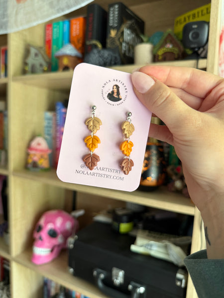 Leaf trio dangle earrings