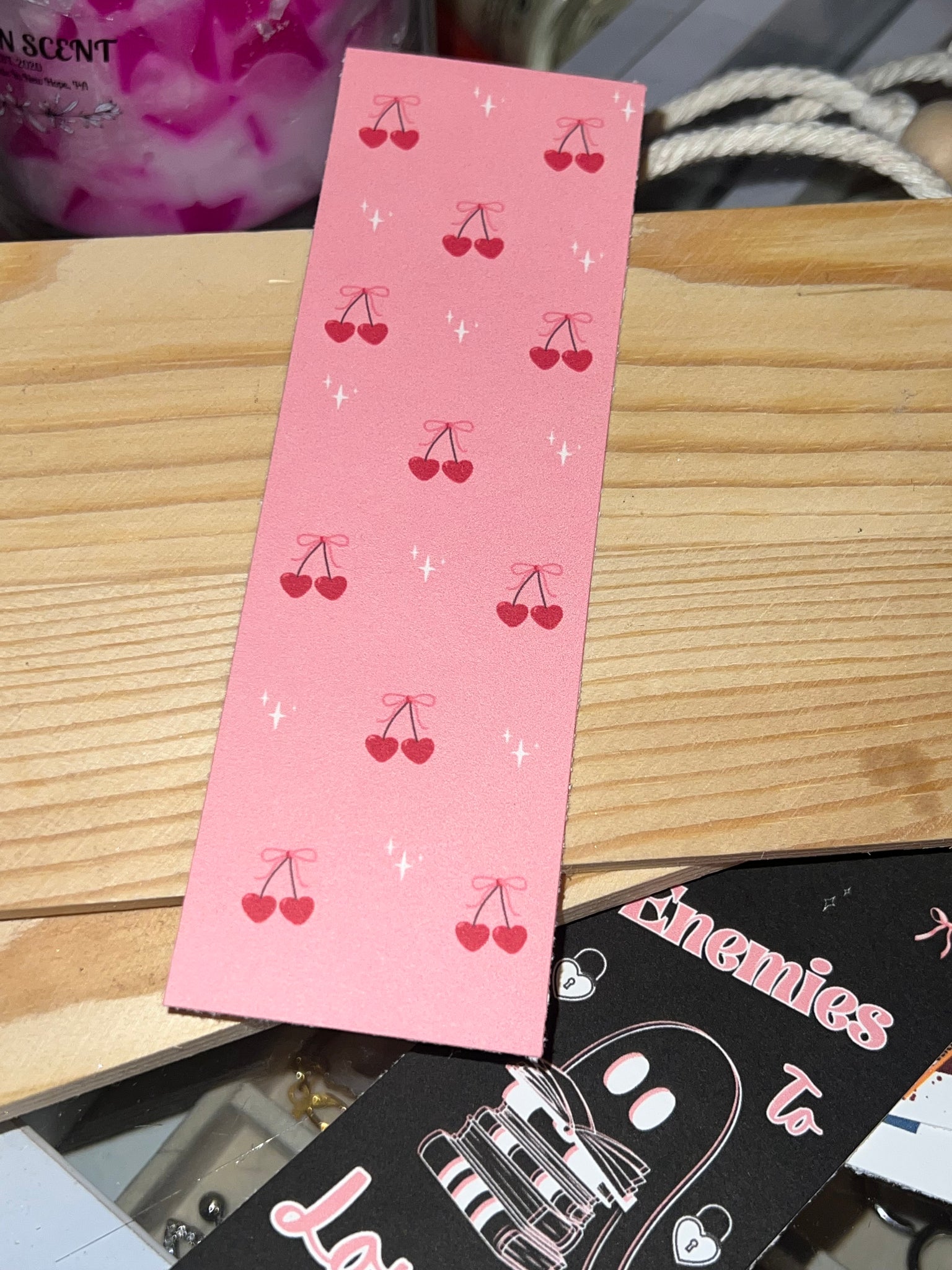 Cherry hearts bookmark