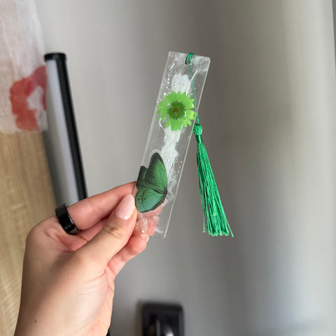 Green floral resin bookmark