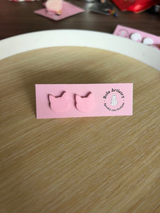 Pink Cat Stud Earrings