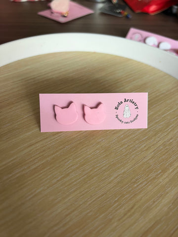 Pink Cat Stud Earrings