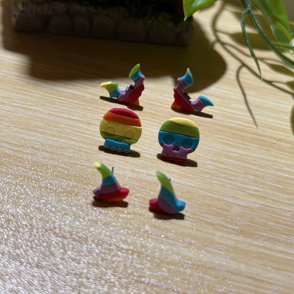 Rainbow witch hat studs