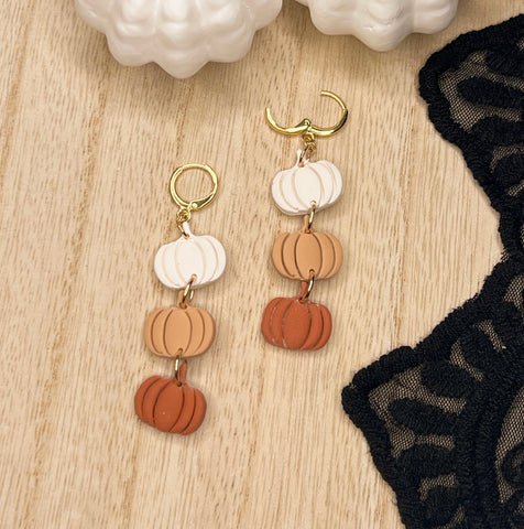 Fall pumpkin trio huggie earrings