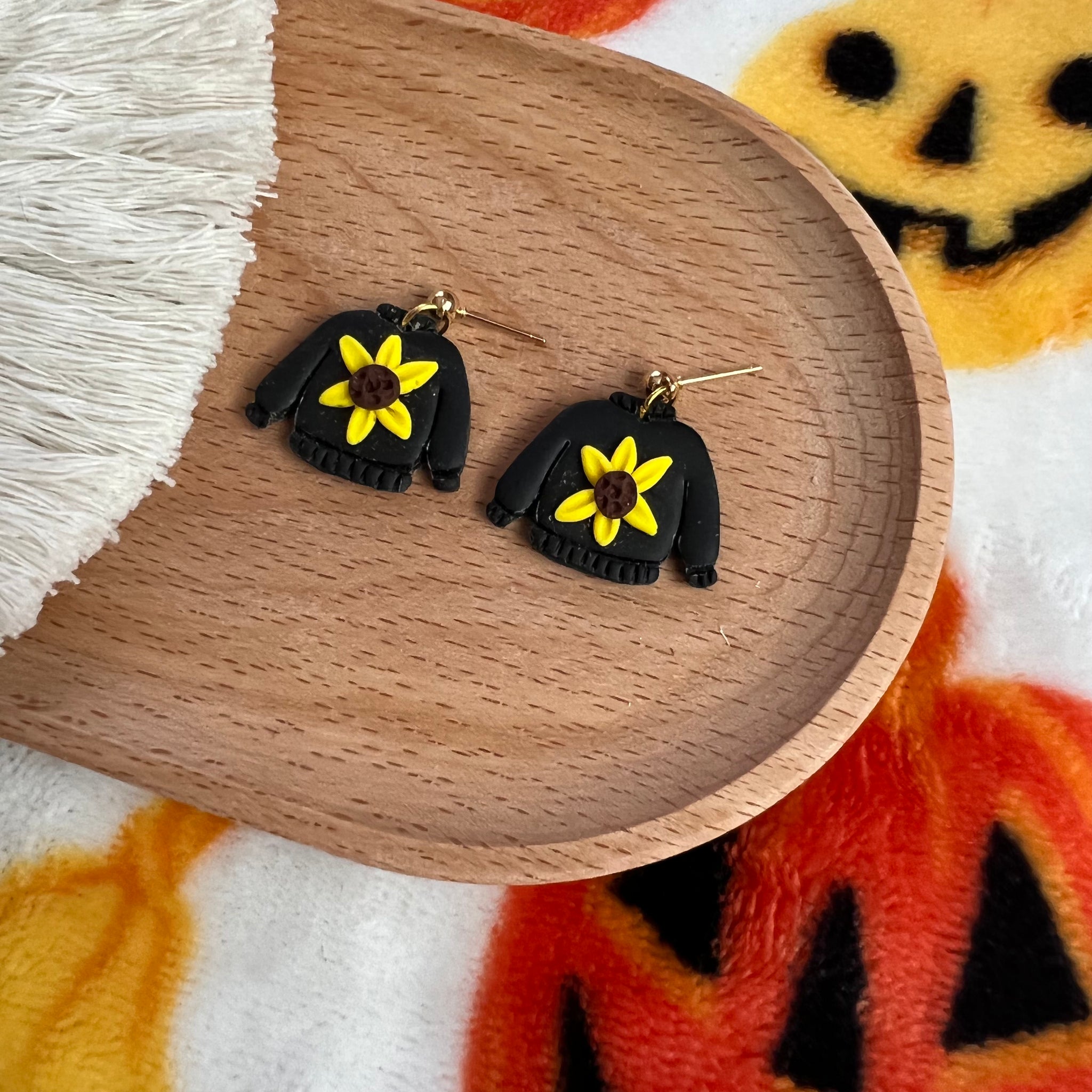 Sunflower sweater earrings