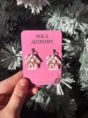 Gingerbread house earrings