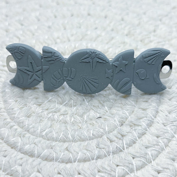 Beach sea shell moon phase hair barrette (sage)