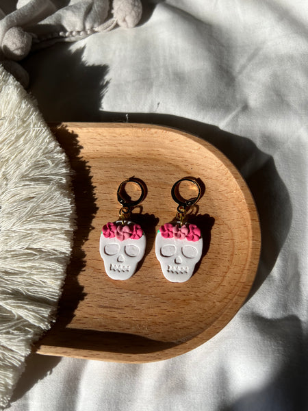 Skull flower crown earrings